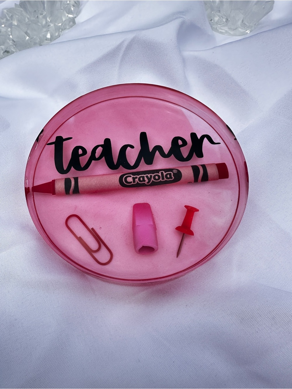 Red/Pink Teacher Resin Coaster